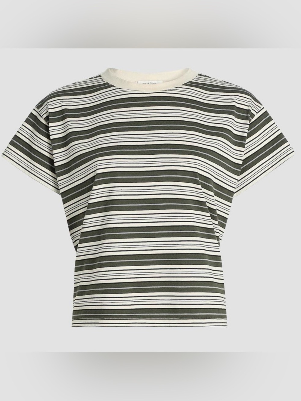 Rag & Bone Olive & Cream Striped Tee XS